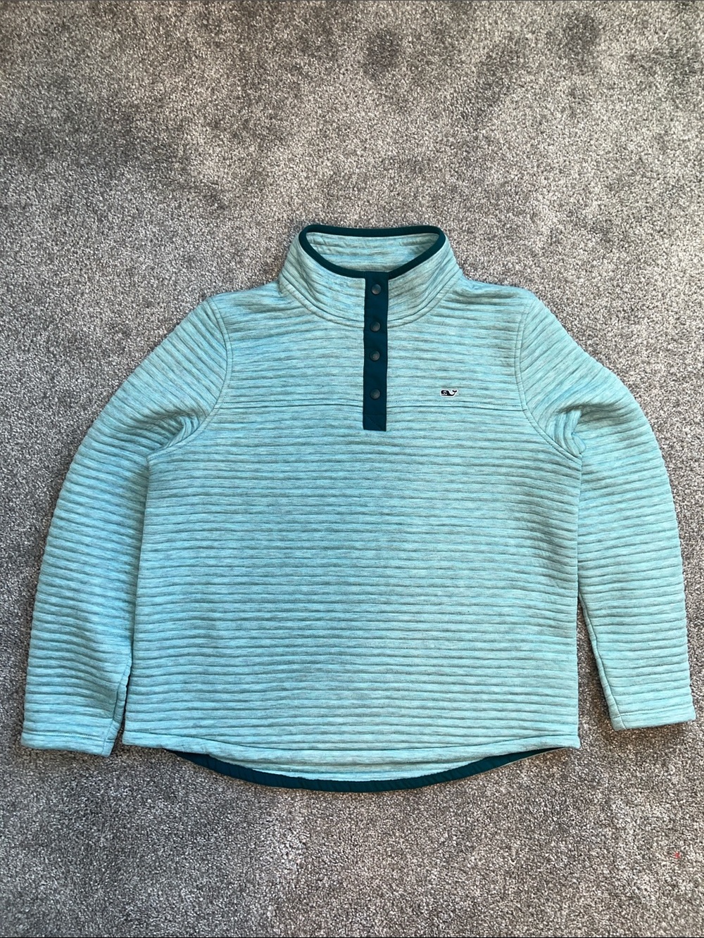 Vineyard Vines Women’s Medium Quilted 1/4 Button Pullover Gorpcore Blue Teal